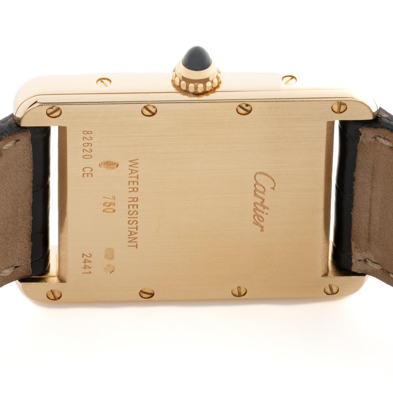 Cartier Tank Louis Women's 2442 18k Yellow Gold Mint Leather Strap  Luxury Watch