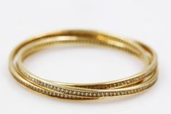 Cartier 18 Karat Yellow Gold Trinity Bangle Full Diamond Bracelet