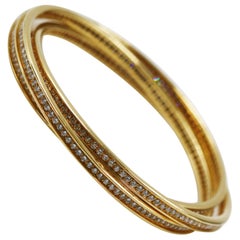 Cartier 18 Karat Yellow Gold Trinity Bangle Full Diamond Bracelet