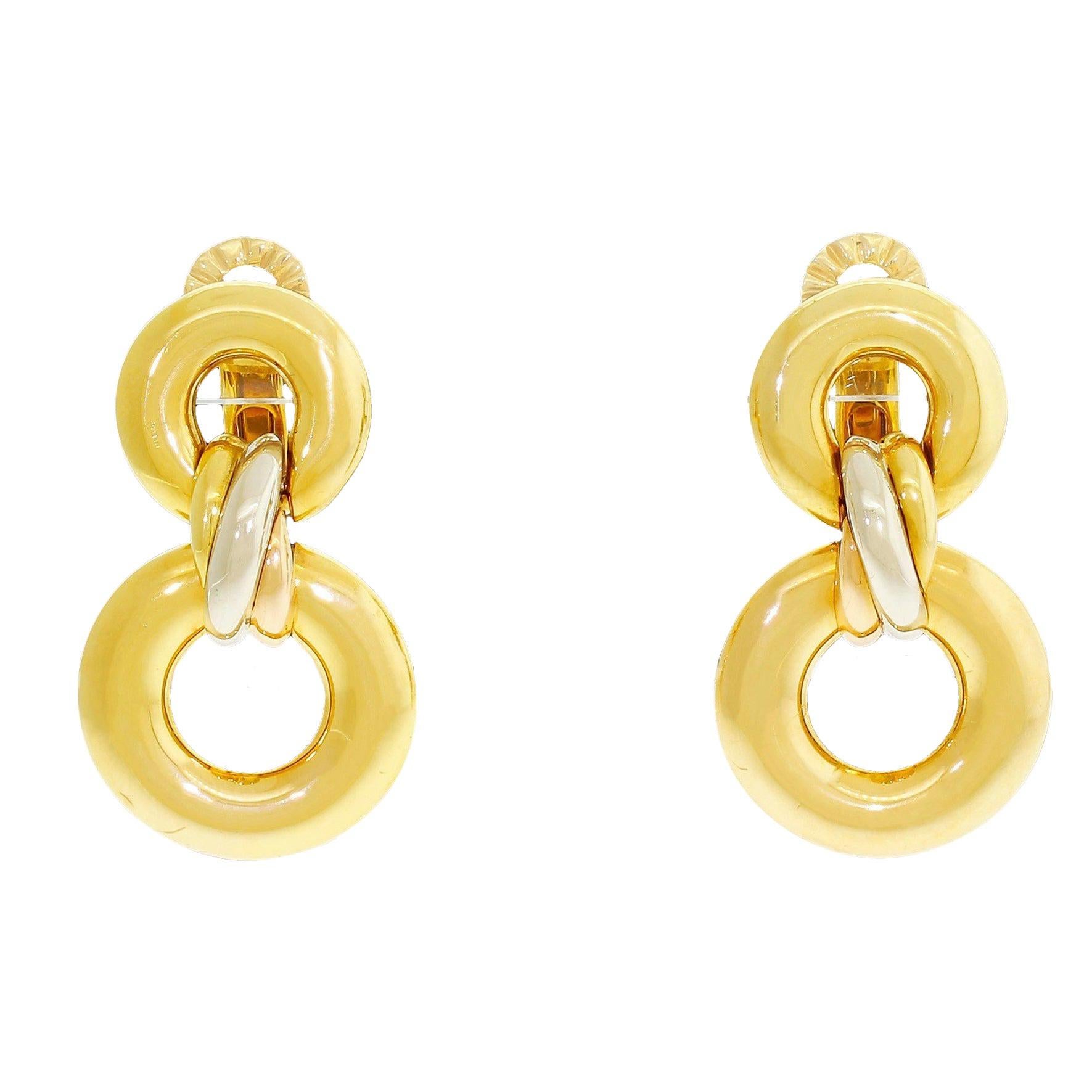 Cartier 18 Karat Yellow Gold Trinity Drop Dangle Earrings W Certificate COA