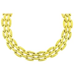 Cartier 18 Karat Yellow Gold Vintage 3-Row Choker Necklace