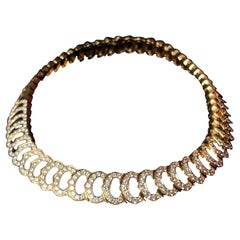Cartier 18 Karat Yellow Gold White Diamond Set C logo Collar Necklace