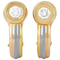 Cartier 18 Karat Yellow, White and Rose Gold 0.20 Carat Diamond Earrings