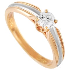 Cartier 18 Karat Yellow, White and Rose Gold 0.30 Carat Diamond Engagement Ring