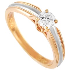 Cartier 18 Karat Yellow, White and Rose Gold 0.30 Carat Diamond Engagement Ring