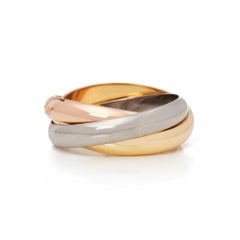 Cartier 18 Karat Yellow, White and Rose Gold Classic Trinity Ring