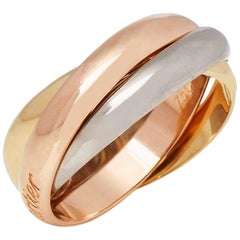 Cartier 18 Karat Yellow, White and Rose Gold Classic Trinity Ring