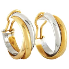 Cartier 18 Karat Yellow, White and Rose Gold Clip-On Earrings