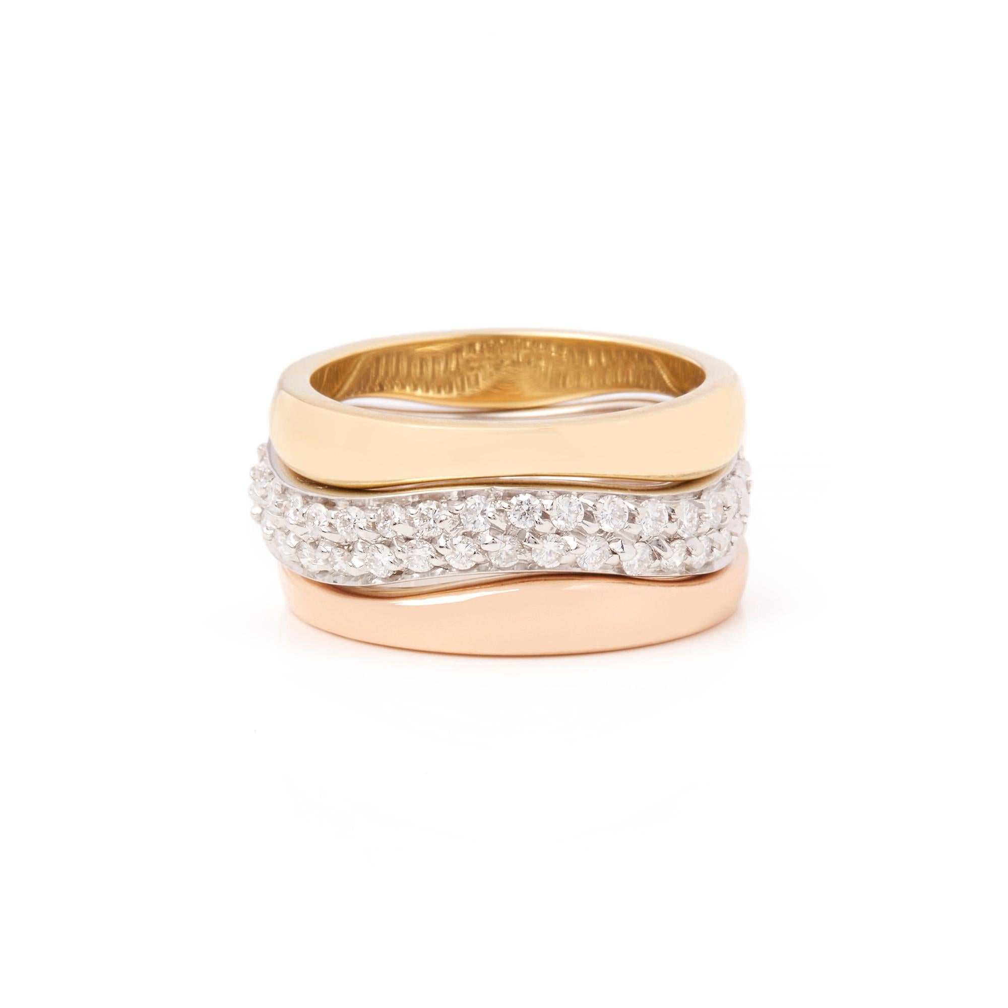 Modern Cartier 18 Karat Yellow, White and Rose Gold Diamond Stackable Rings