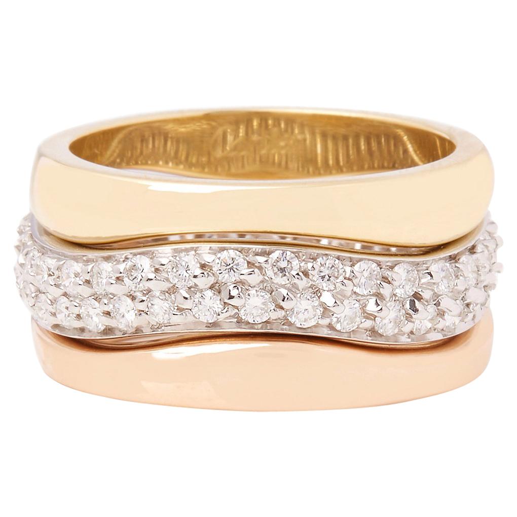 Cartier 18 Karat Yellow, White and Rose Gold Diamond Stackable Rings