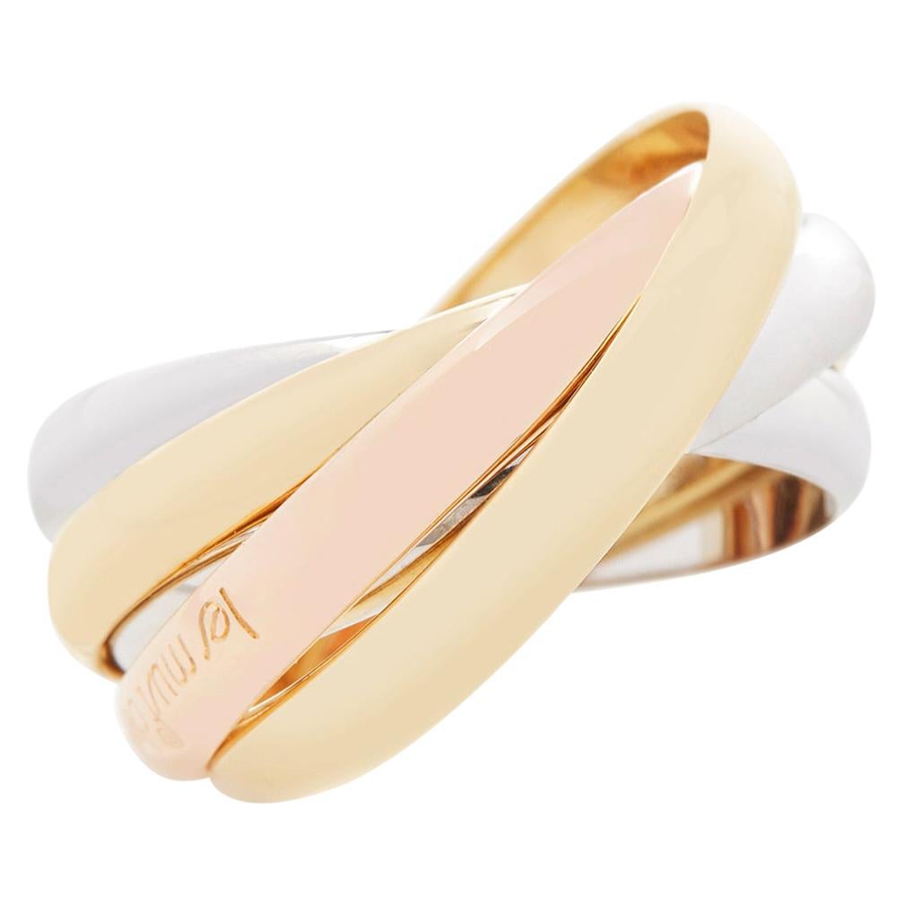 Cartier 18 Karat Yellow, White and Rose Gold Five Band Trinity Ring