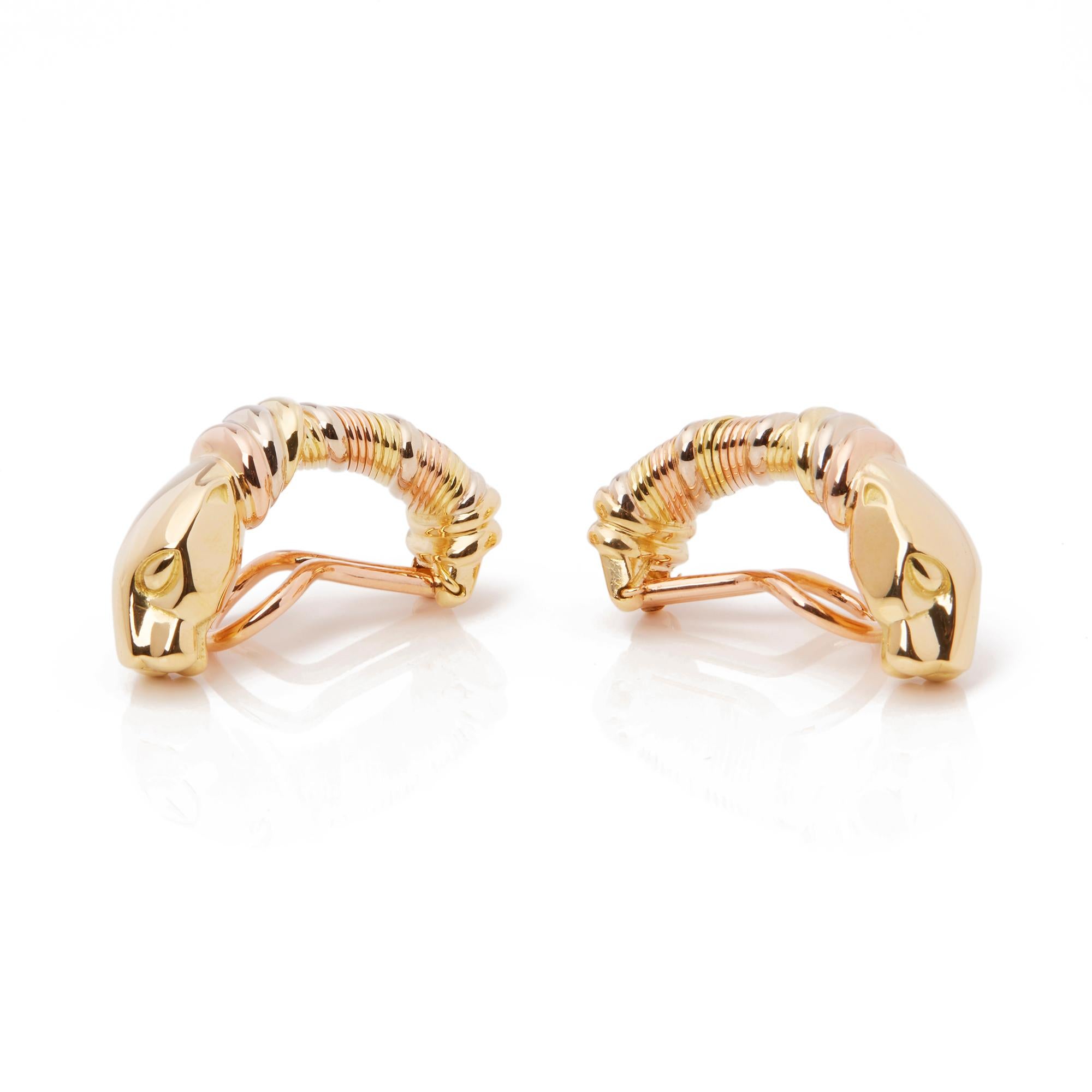 Modern Cartier 18 Karat Yellow, White and Rose Gold Panthère Earrings
