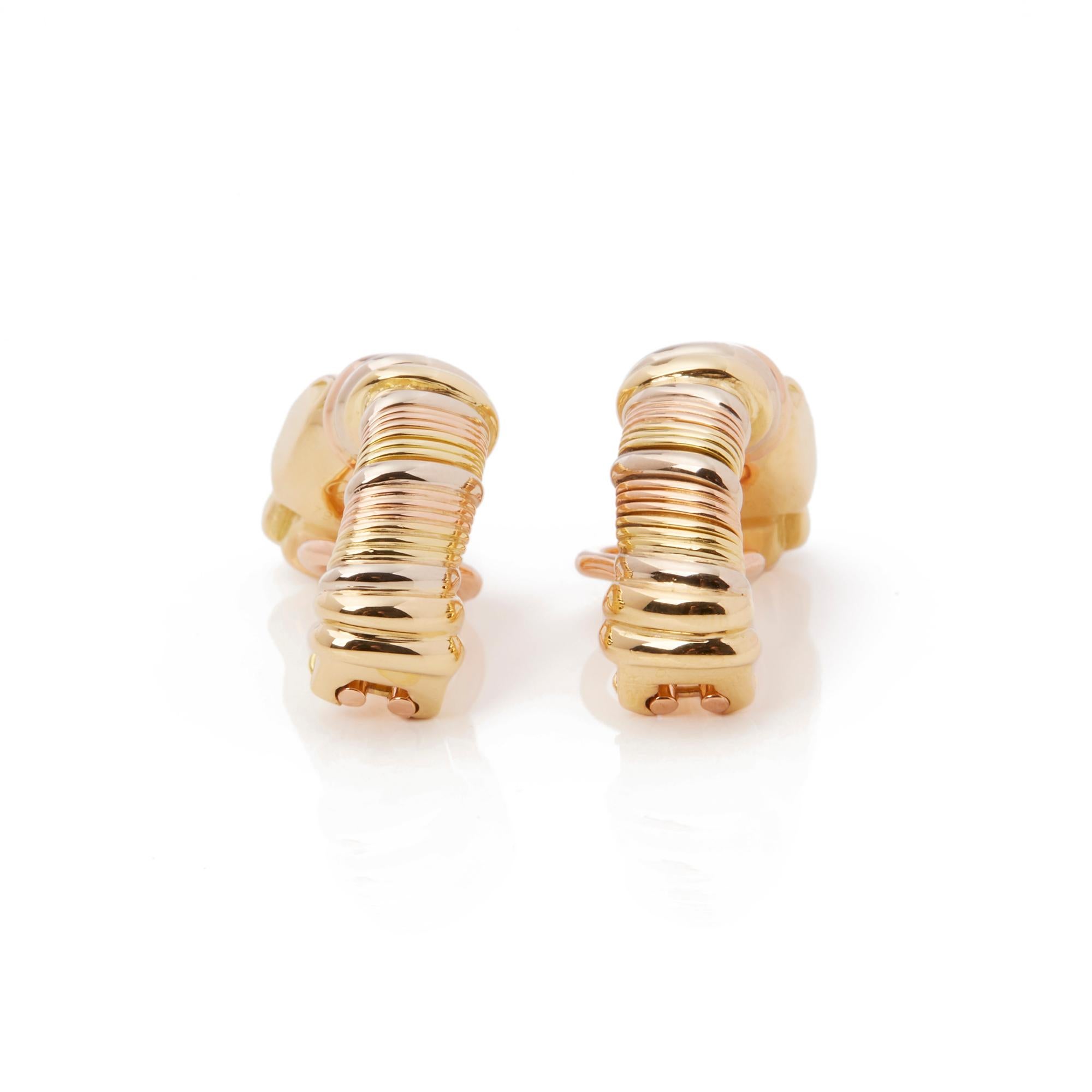 Cartier 18 Karat Yellow, White and Rose Gold Panthère Earrings In Excellent Condition In Bishop's Stortford, Hertfordshire
