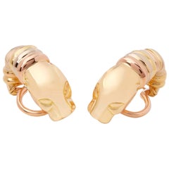 Cartier 18 Karat Yellow, White and Rose Gold Panthère Earrings
