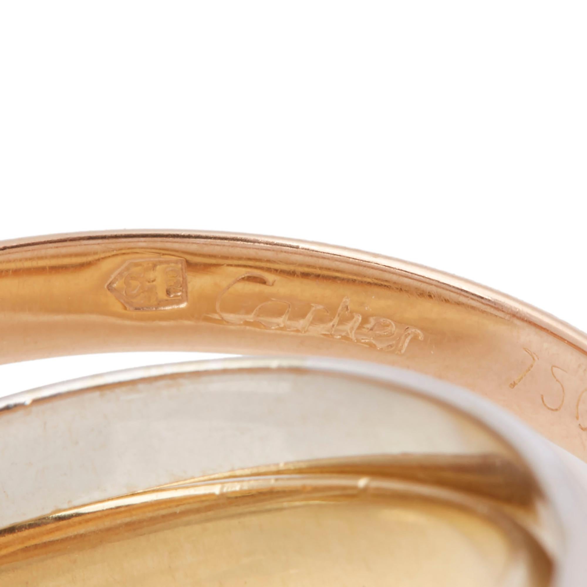 Modern Cartier 18 Karat Yellow, White and Rose Gold Small Trinity Band Ring
