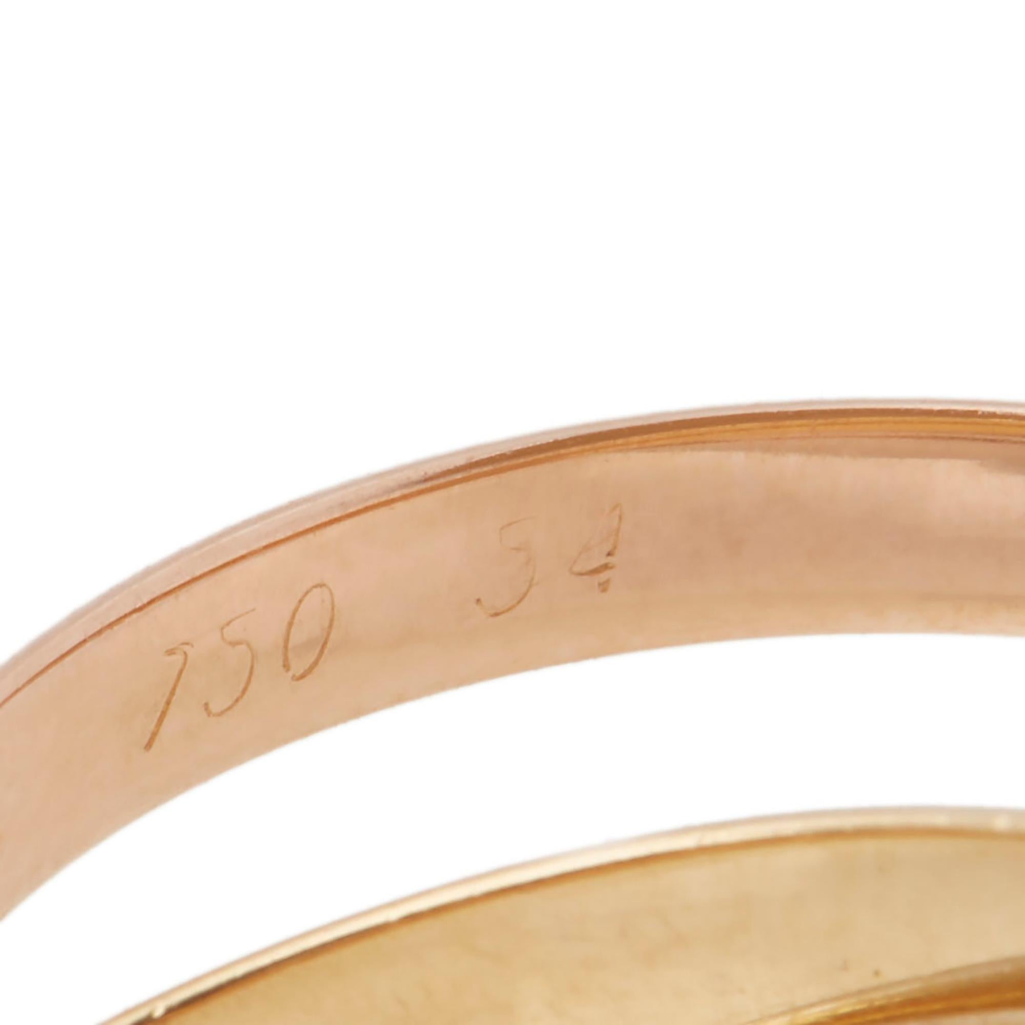 Women's Cartier 18 Karat Yellow, White and Rose Gold Small Trinity Band Ring
