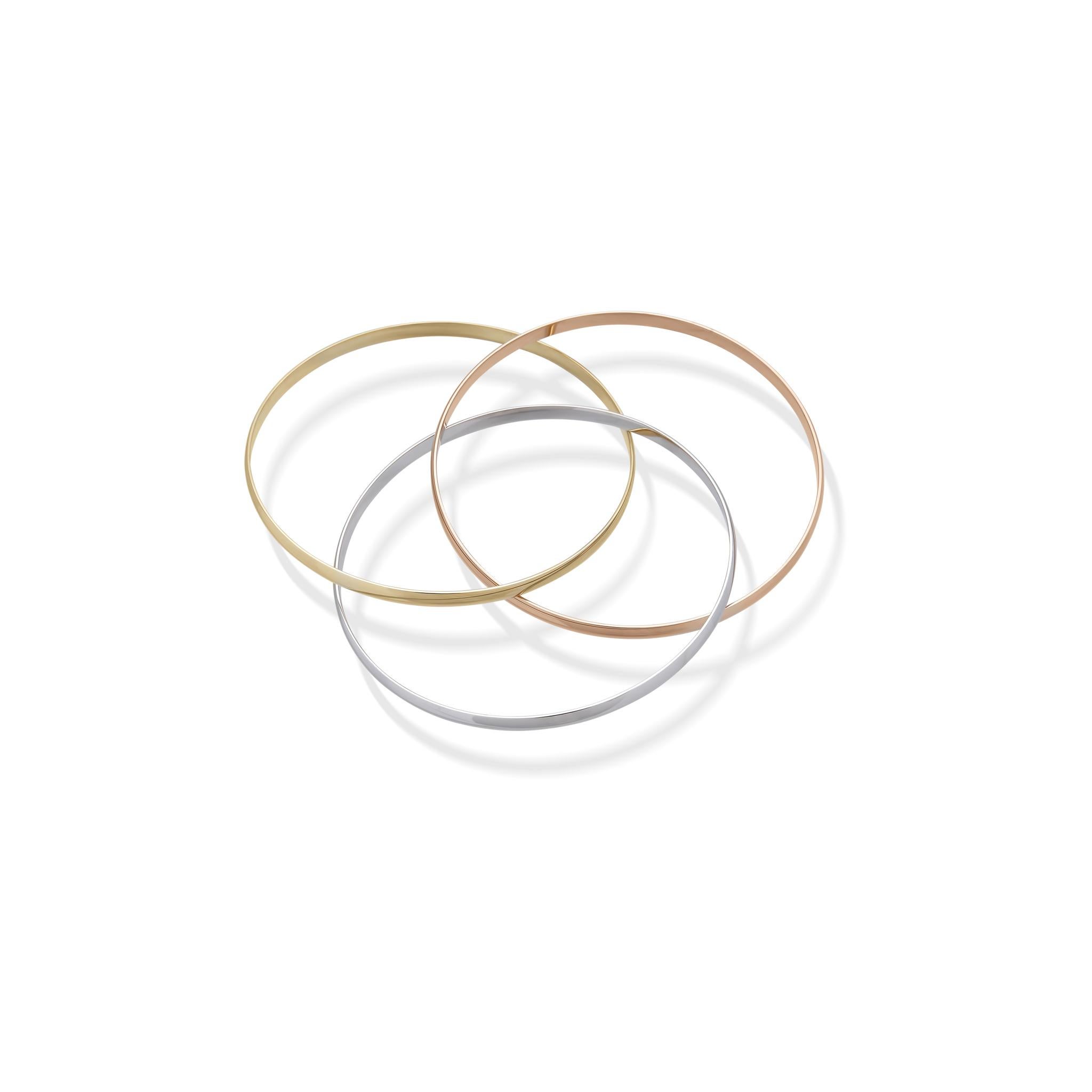 Cartier 18 Karat Yellow, White and Rose Gold Trinity Bangle In Excellent Condition In New York, NY