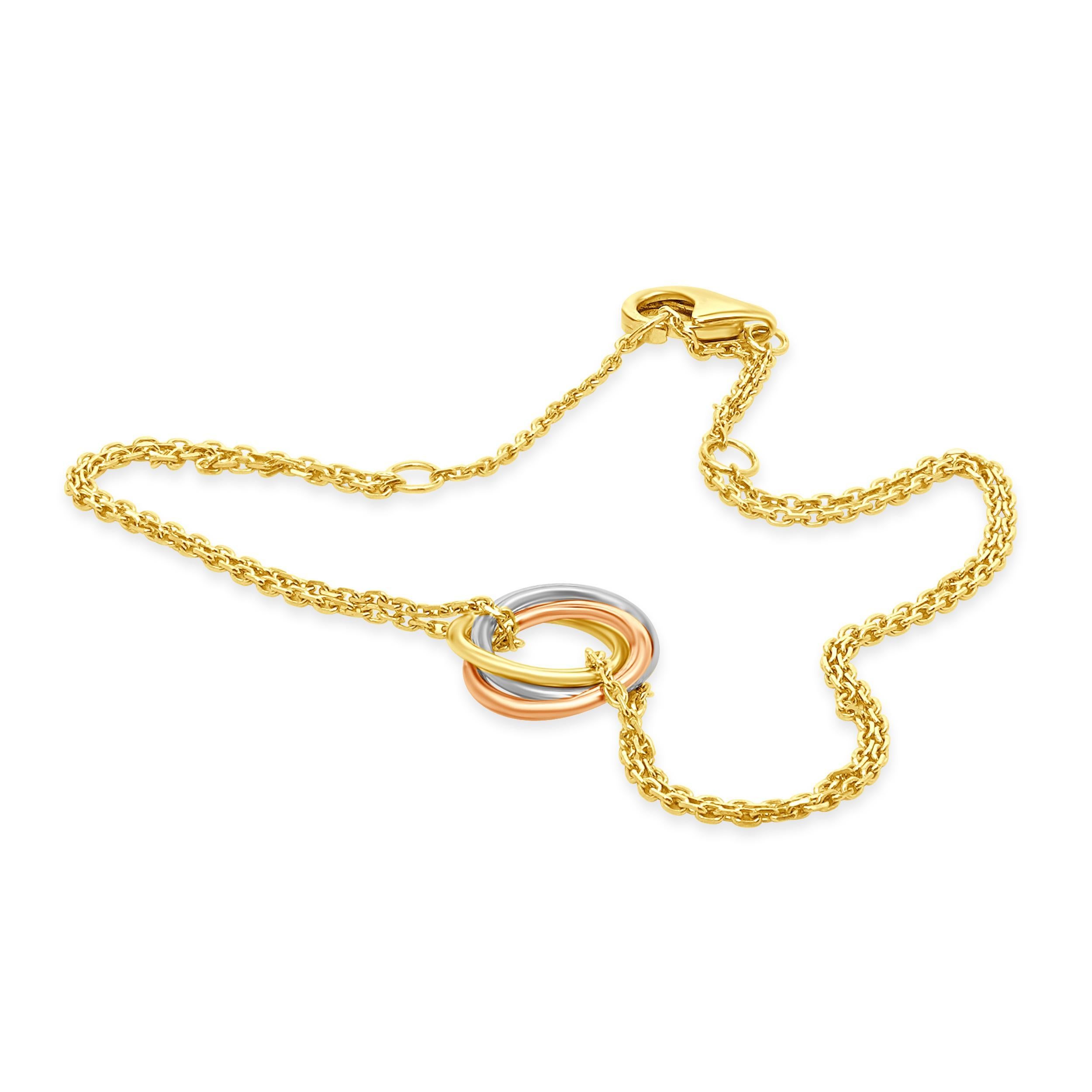 Cartier 18 Karat Yellow, White, and Rose Gold Trinity Bracelet In Excellent Condition In Scottsdale, AZ