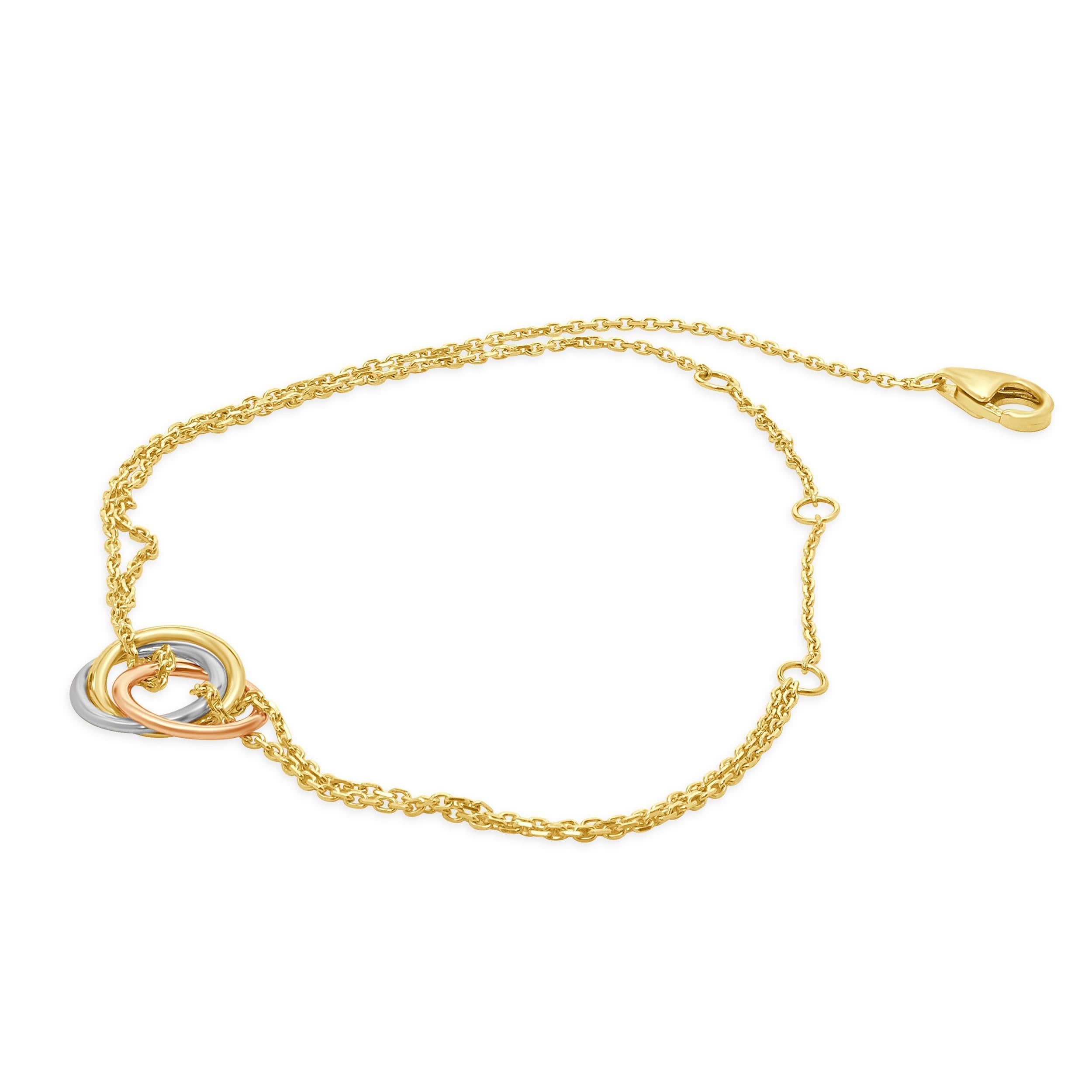 Women's Cartier 18 Karat Yellow, White, and Rose Gold Trinity Bracelet