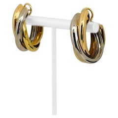 Cartier 18 Karat Yellow White and Rose Gold Trinity Hoop Earrings