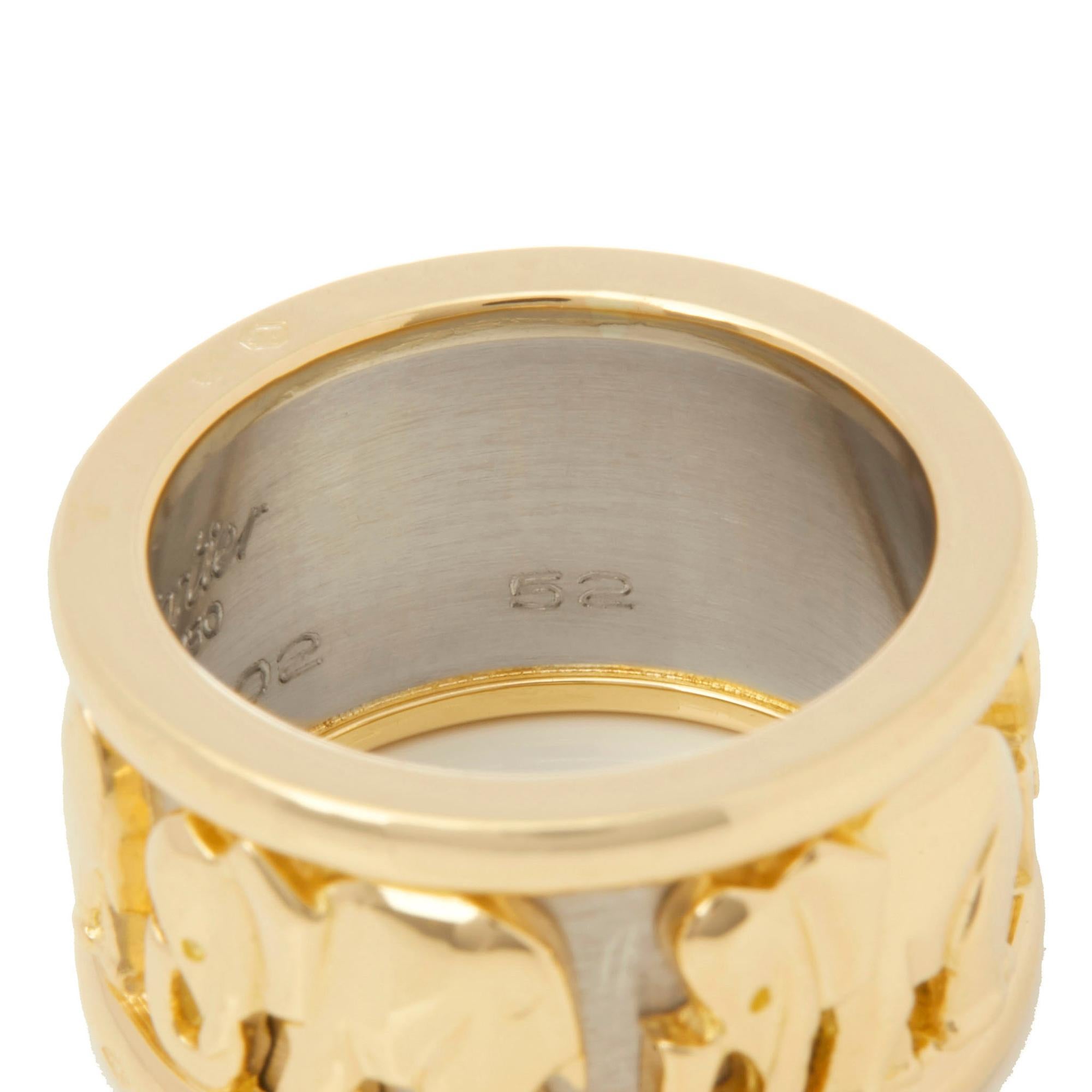 Modern Cartier 18 Karat Yellow and White Gold Pharaon Elephant Band Ring 