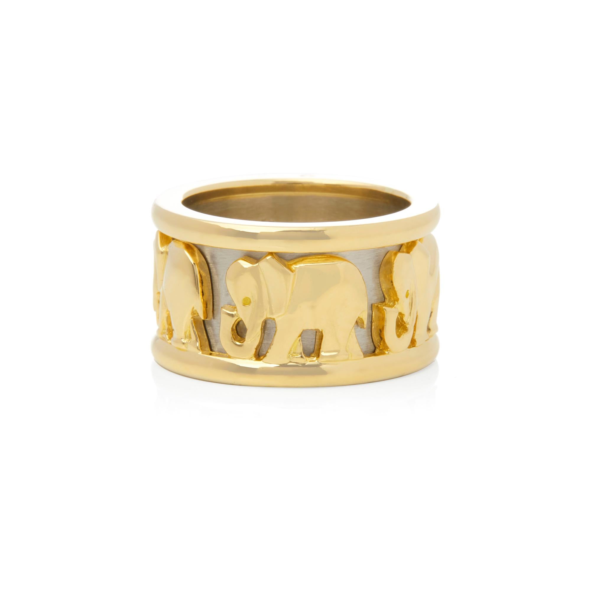 Cartier 18 Karat Yellow and White Gold Pharaon Elephant Band Ring  In Good Condition In Bishop's Stortford, Hertfordshire