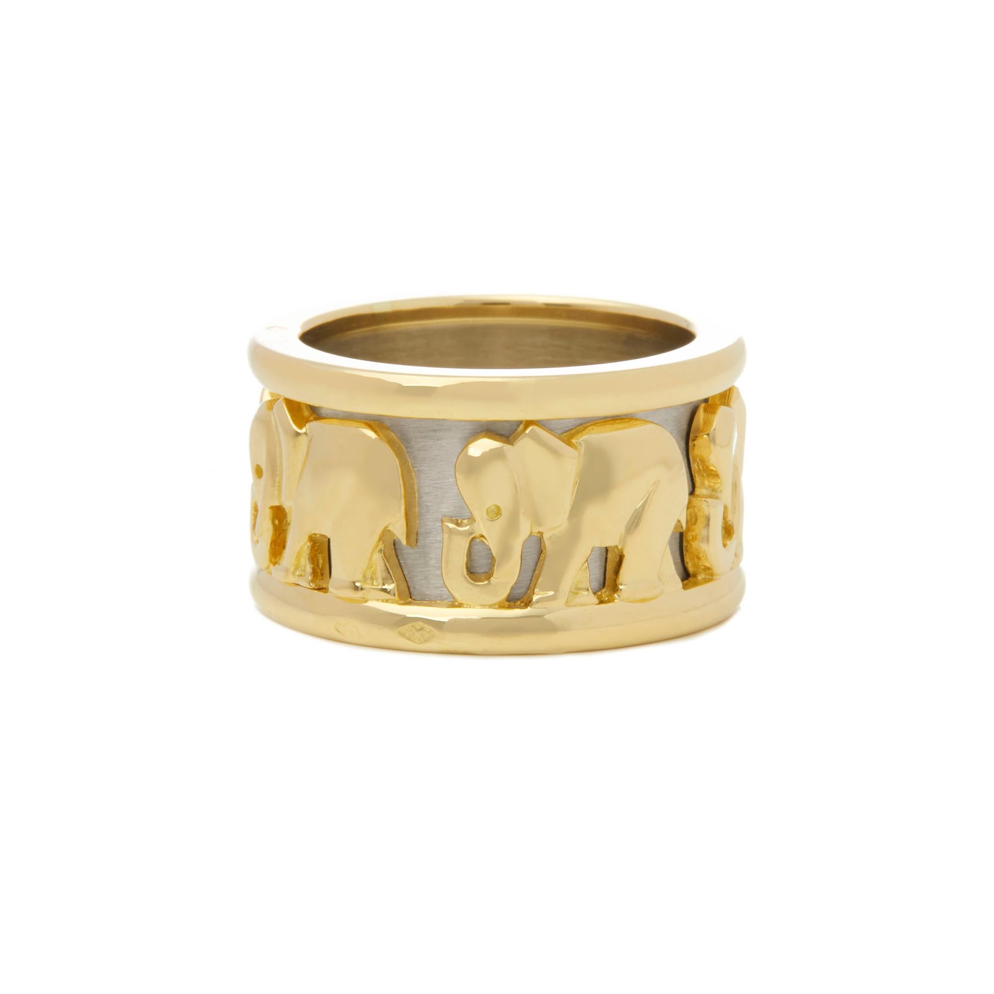 Cartier 18 Karat Yellow and White Gold Pharaon Elephant Band Ring  1