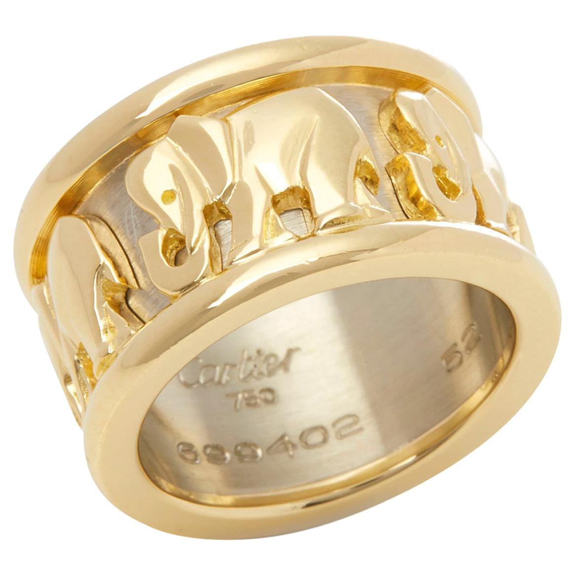 Cartier 18 Karat Yellow and White Gold Pharaon Elephant Band Ring 
