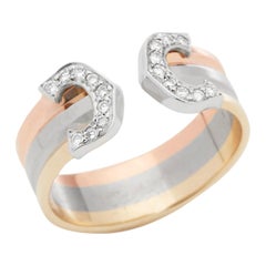 Cartier 18 Karat Yellow, White and Rose Gold C De Cartier Diamond Ring