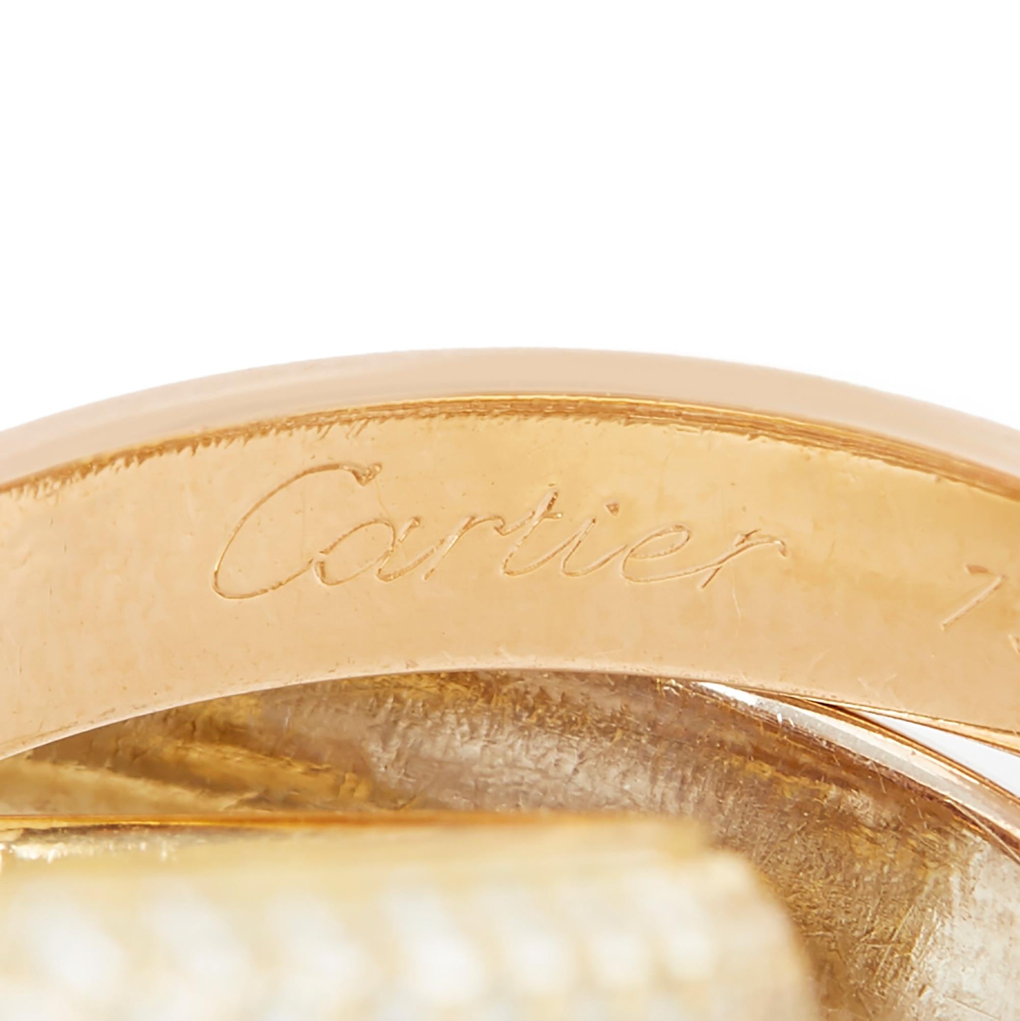 Cartier 18 Karat Yellow, White and Rose Gold Diamond Classic Trinity Band Ring 1