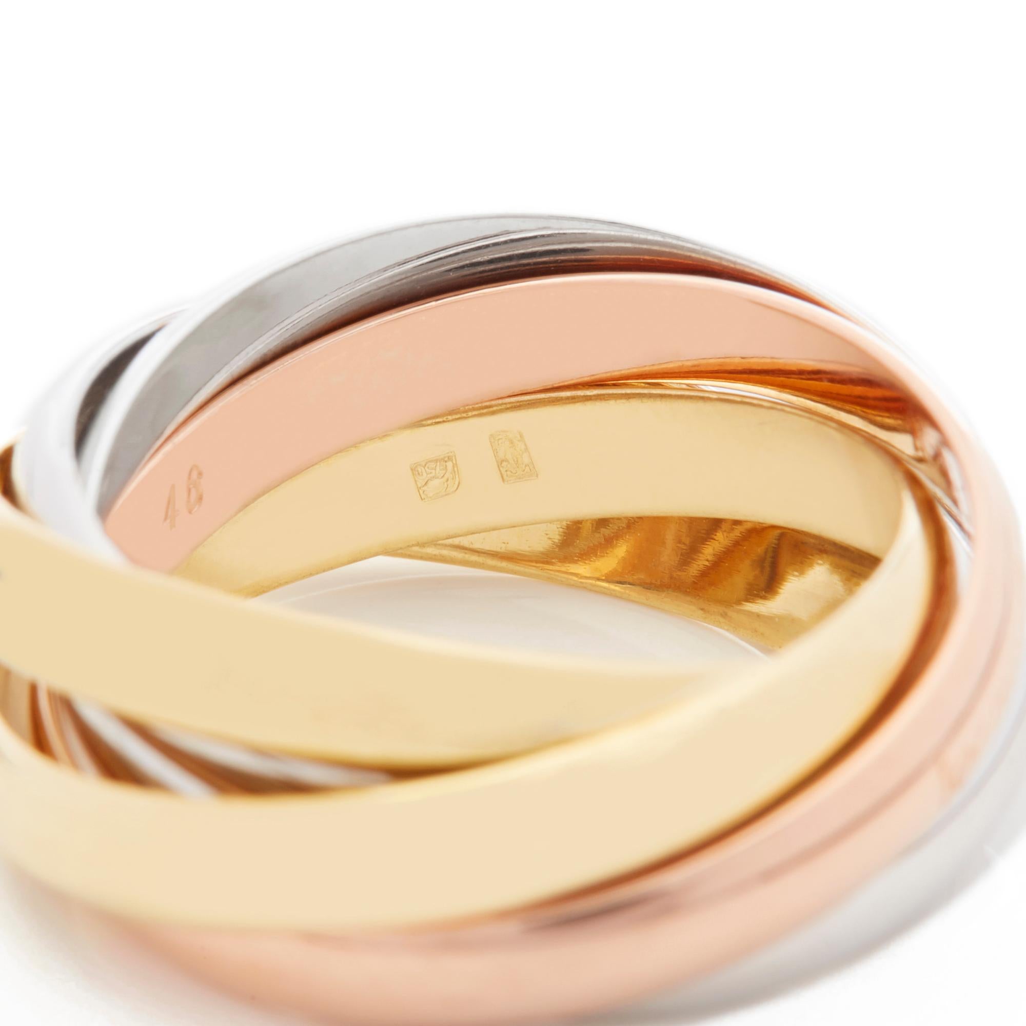 Cartier 18 Karat Yellow, White and Rose Gold Five Band Trinity Ring 2