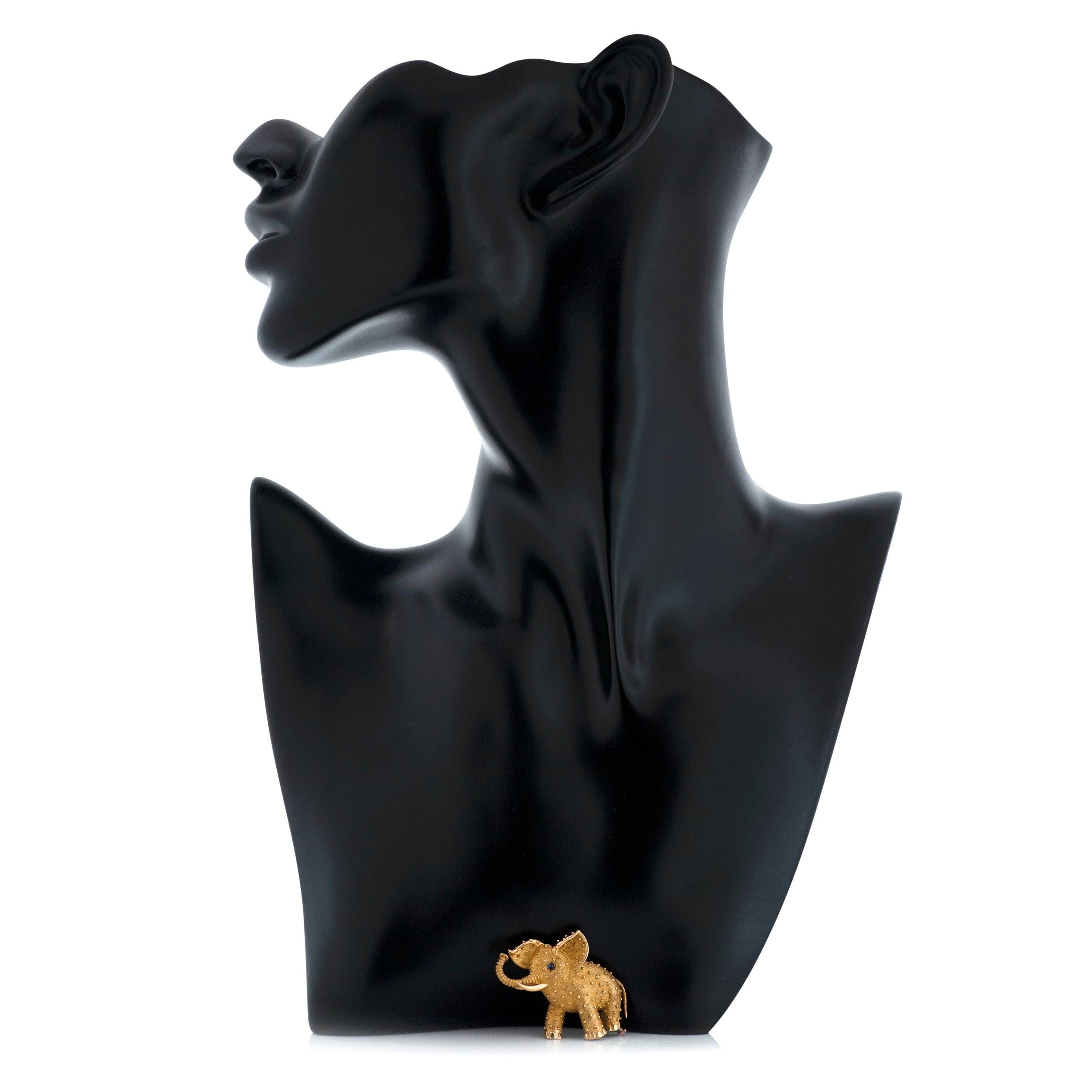 Women's or Men's Cartier 18 Kt Gold and Sapphire Elephant Pin/Brooch
