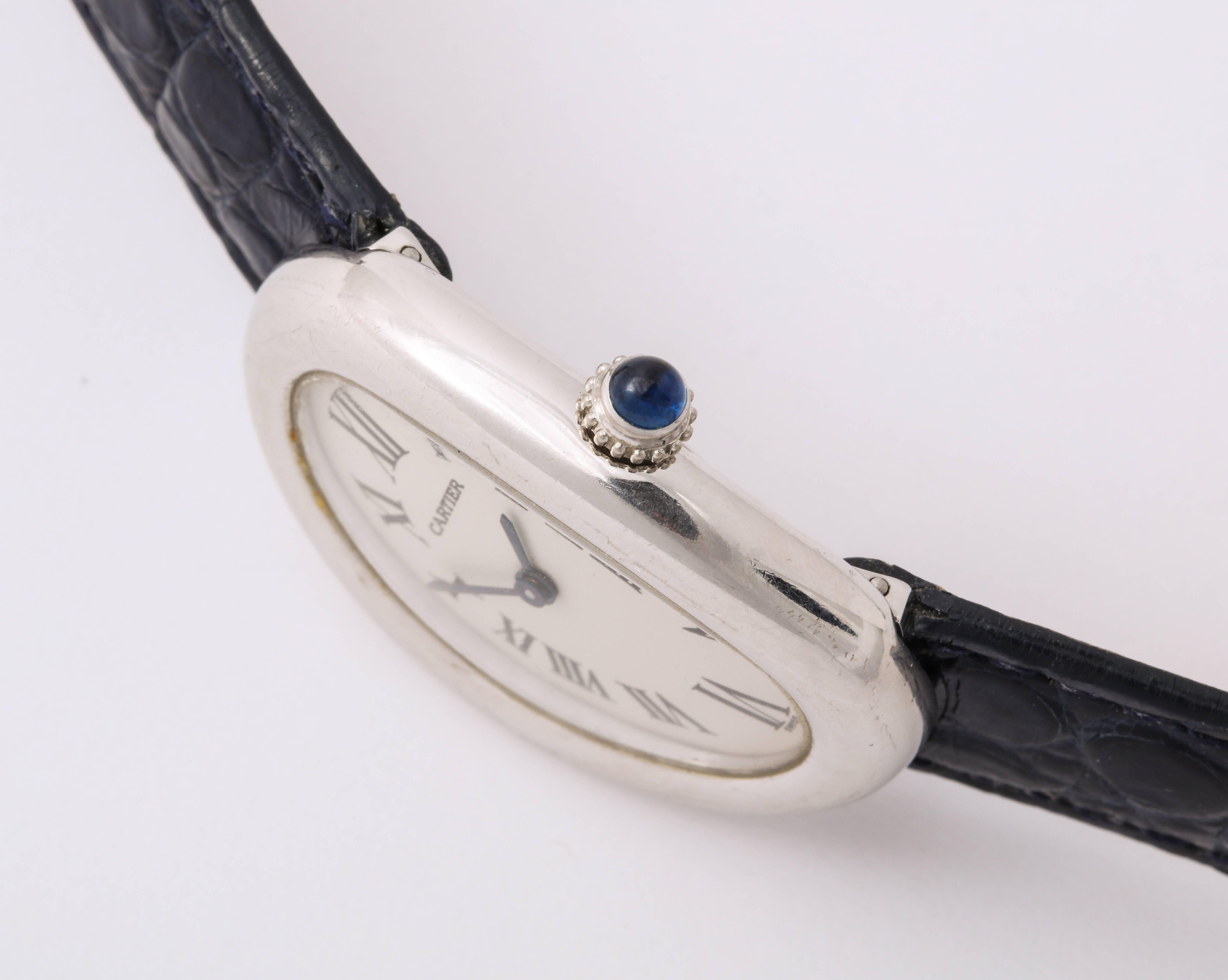 Contemporary Cartier Ladies White Gold Baignoire automatic Wristwatch