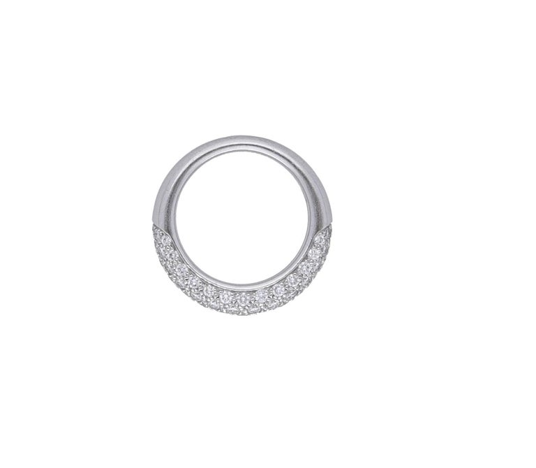 Round Cut Cartier 18 Kt. White Gold Diamonds Bombe Ring For Sale