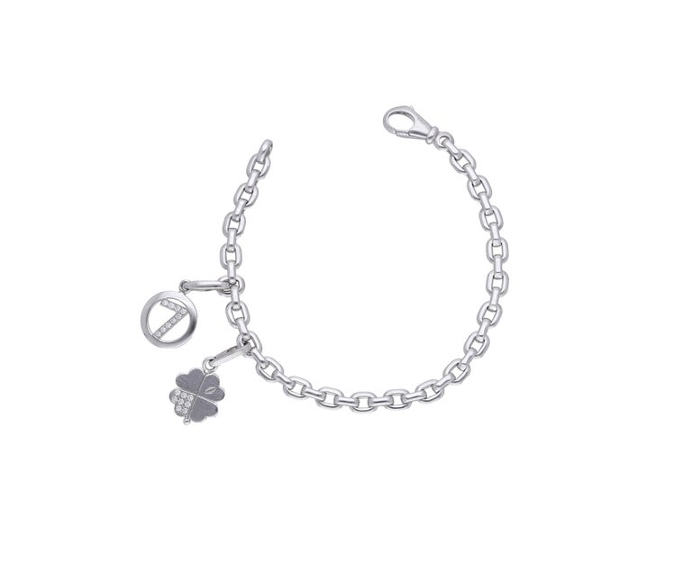 Cartier 18 Kt. White Gold Diamonds Charms Bracelet In Excellent Condition For Sale In Rome, IT