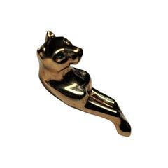 Cartier 18 Kt. Yellow Gold Panther Brooche with Little Emeralds