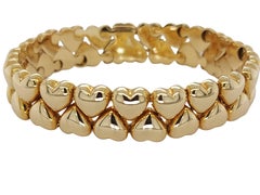 Cartier 18 Kt Yellow Gold Two Row Heart Link Bracelet