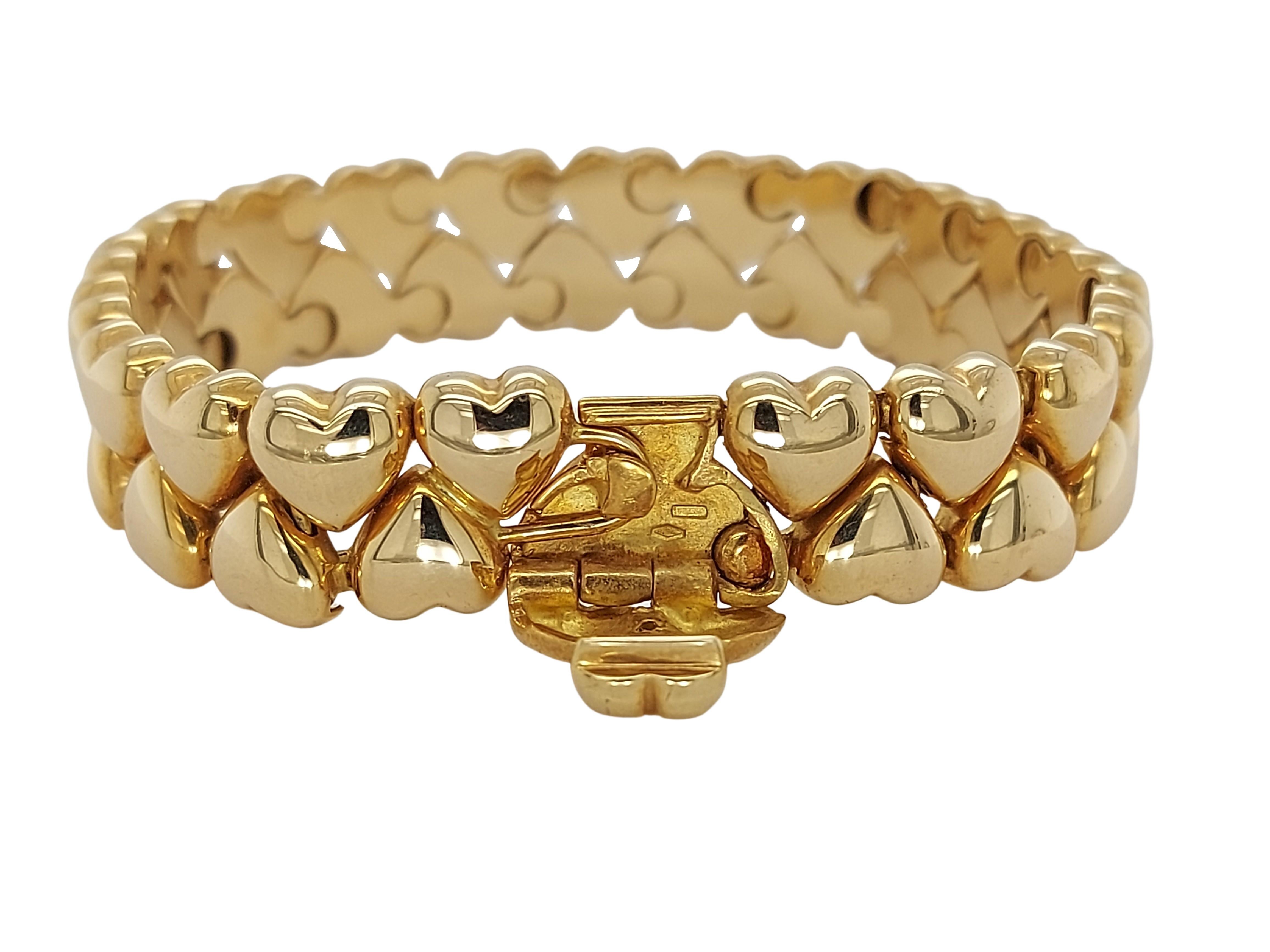 Cartier 18 Kt Yellow Gold Two Row Heart Link Bracelet 1