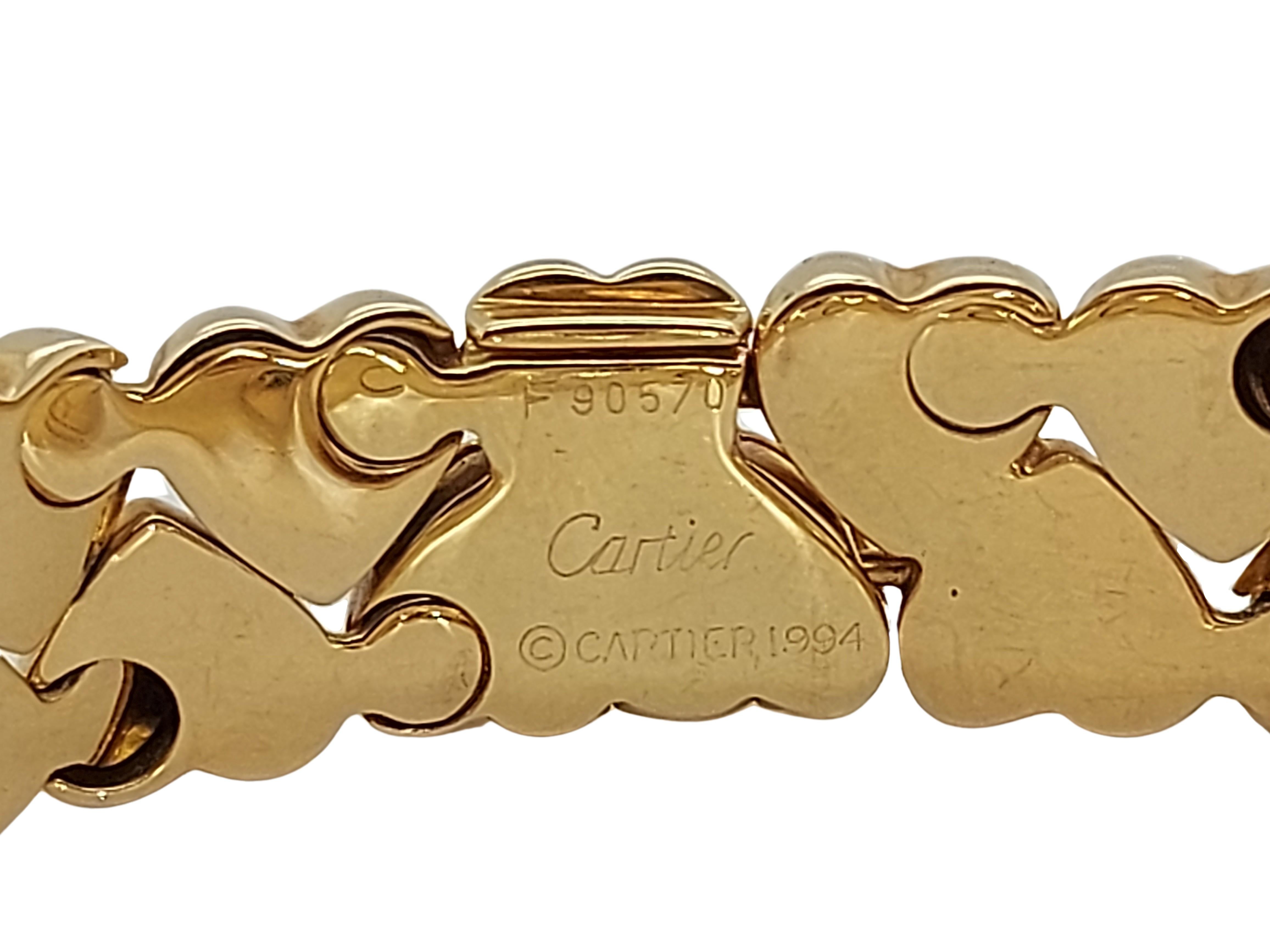 Cartier 18 Kt Yellow Gold Two Row Heart Link Bracelet 2