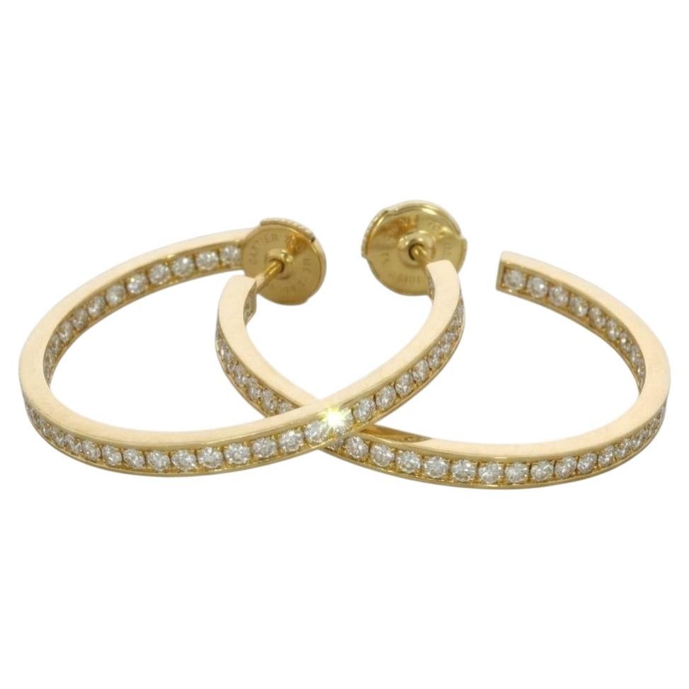 Cartier 1.80 Carat Diamond Hoop Earrings in 18k Yellow Gold