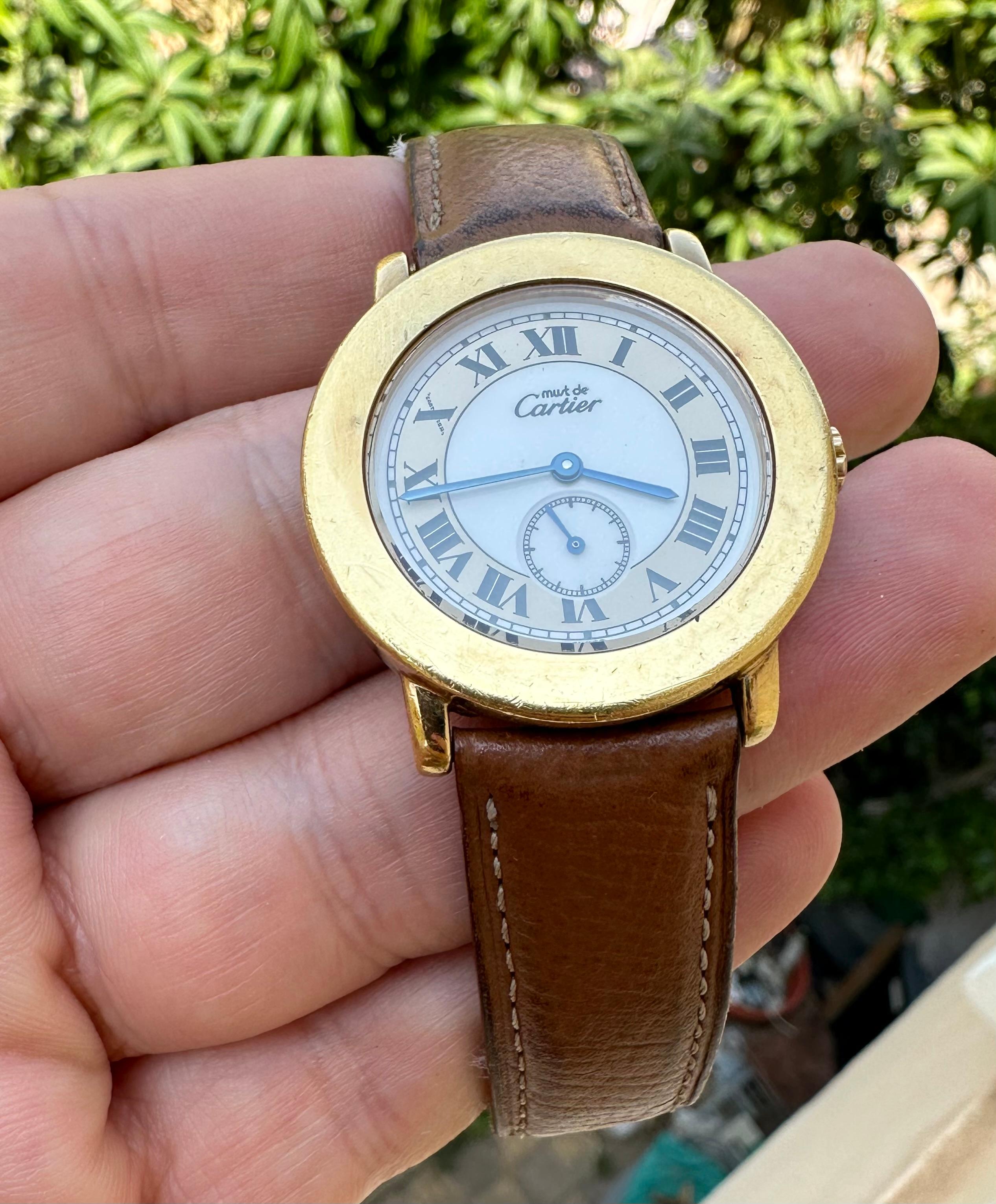 Cartier 1810 1 Must de Cartier Silber 925 vergoldete Schweizer Armbanduhr, vergoldet im Angebot 6