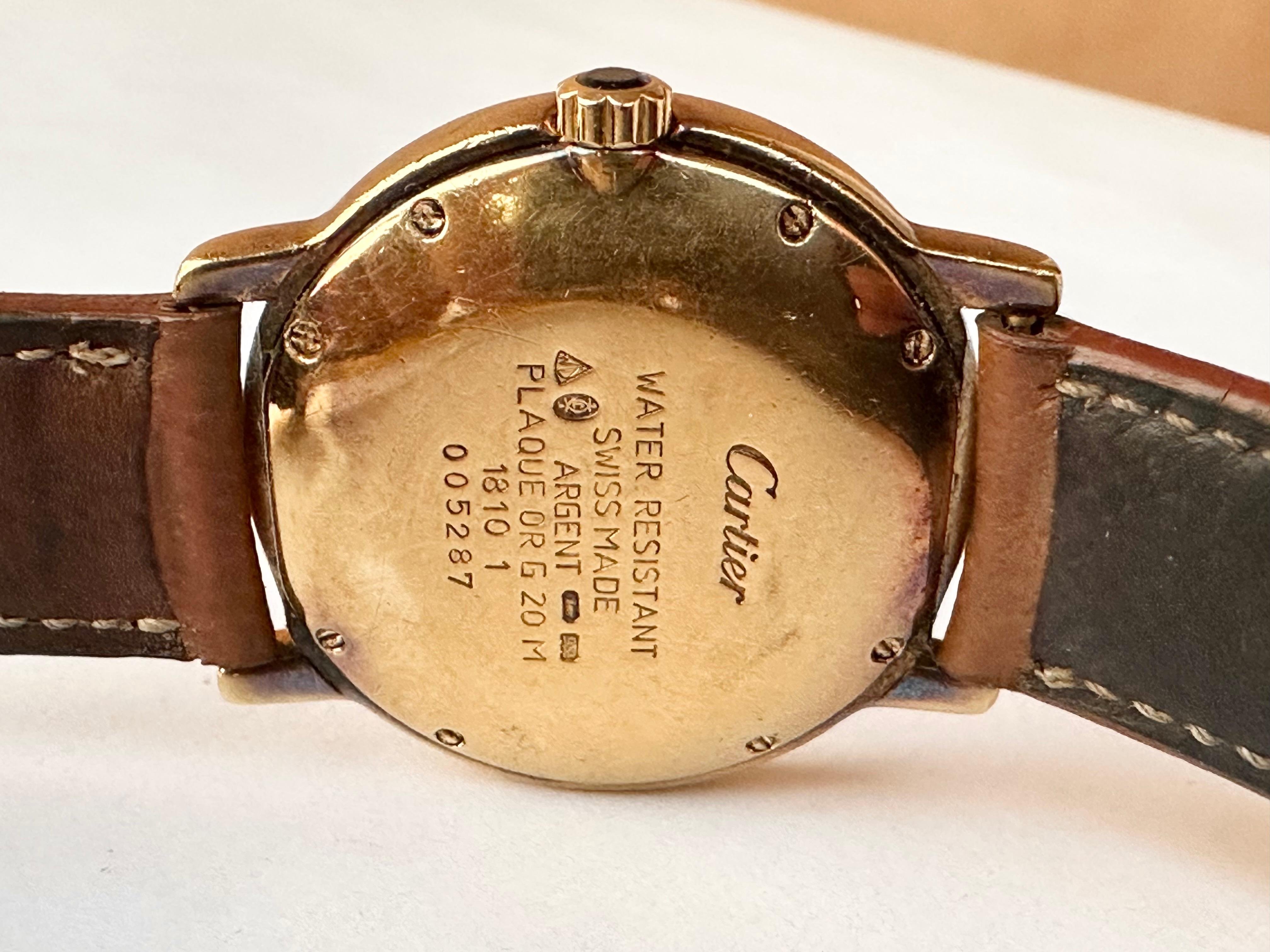 Cartier 1810 1 Must de Cartier Silver 925 Gold Plated Swiss Wristwatch For Sale 10
