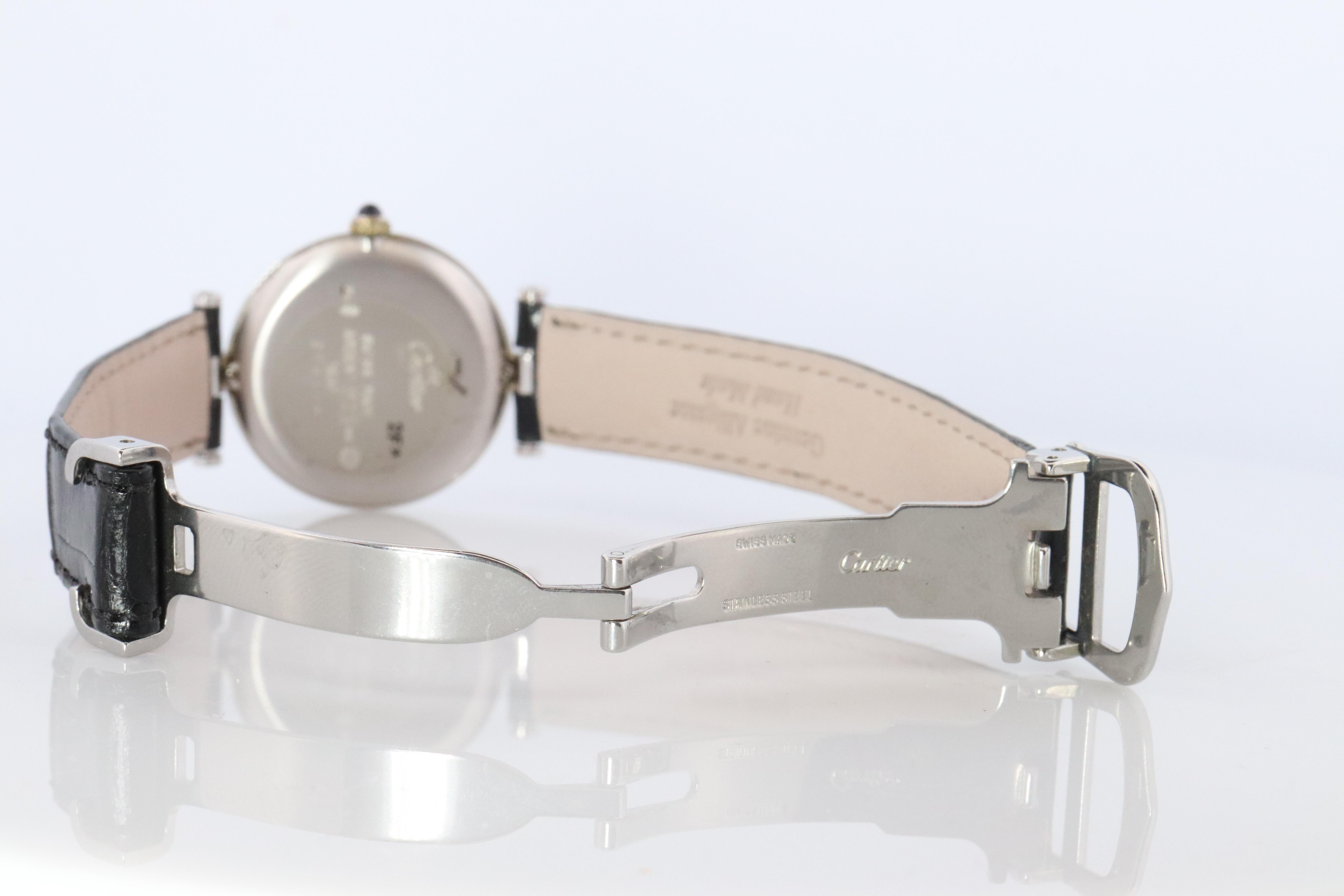 da uomo o donna Orologio Cartier 1860. Must de Cartier Quadrante Bianco Vendome Rotondo Argental Sterling 30m in vendita