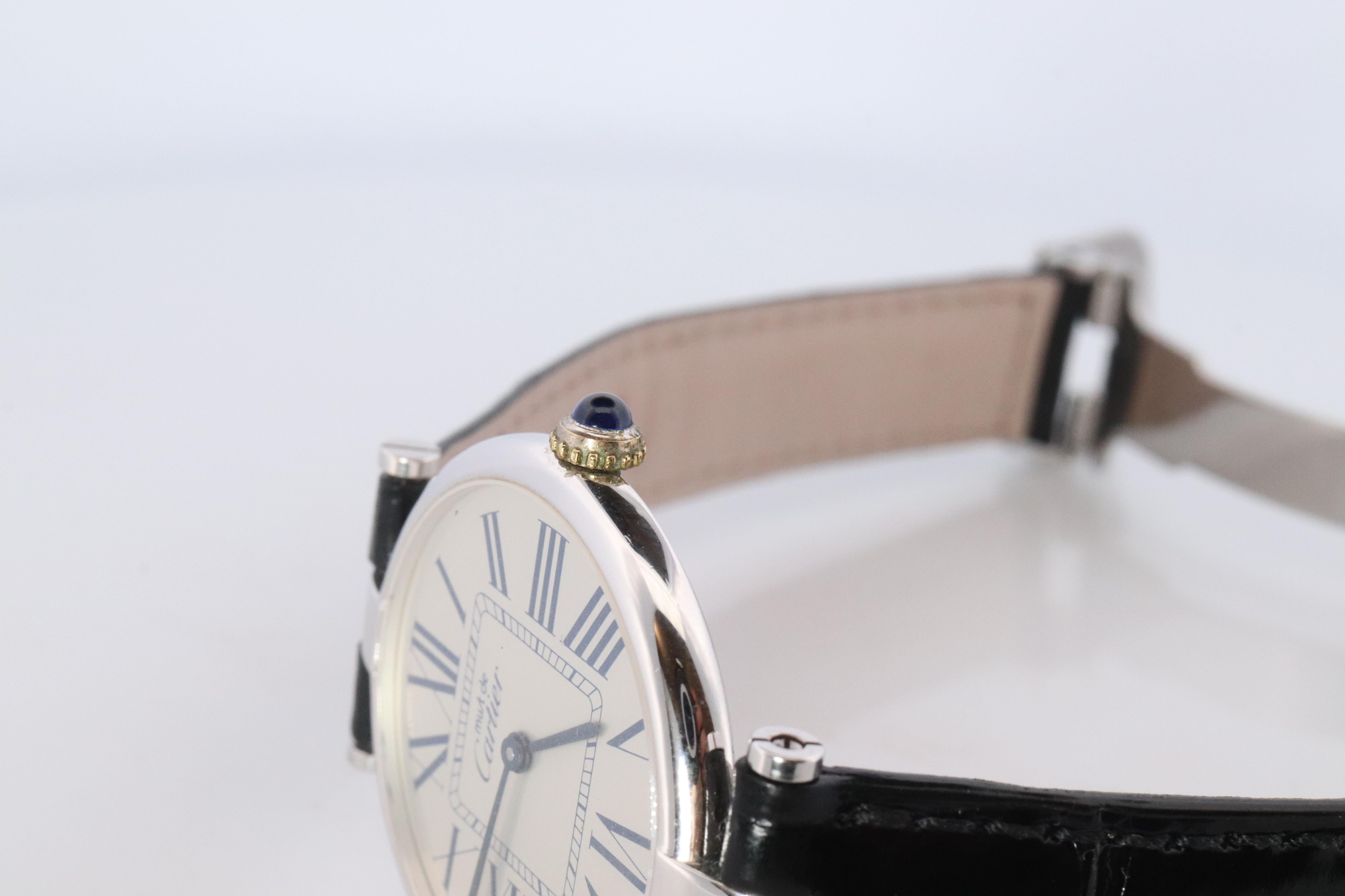 Orologio Cartier 1860. Must de Cartier Quadrante Bianco Vendome Rotondo Argental Sterling 30m in vendita 3