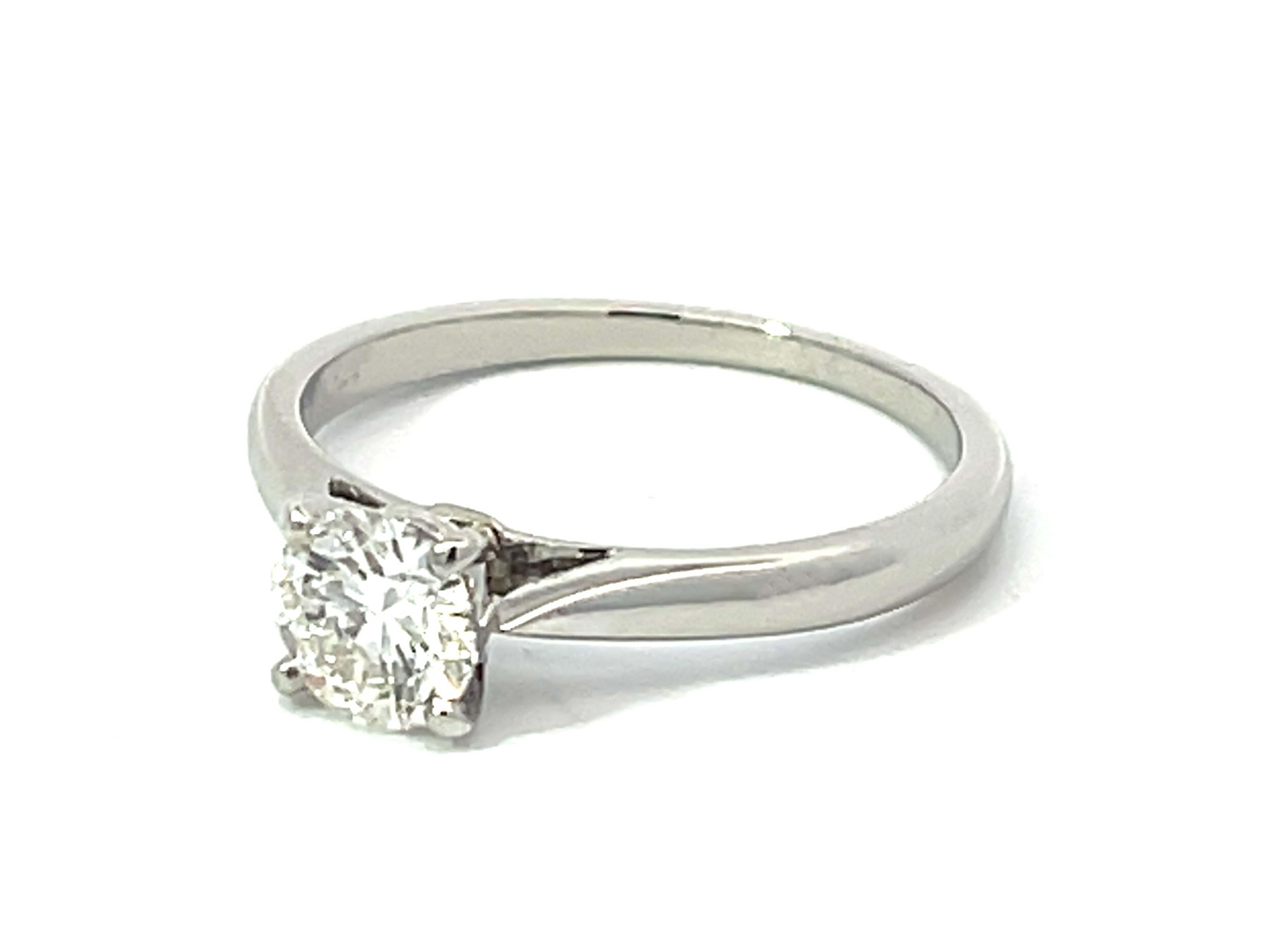 Brilliant Cut Cartier 1894 Solitaire Diamond Engagement Ring in Platinum, G VS2 For Sale