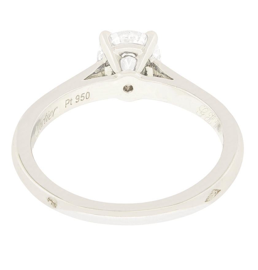 Brilliant Cut Cartier ‘1895’ 0.50ct Diamond Solitaire Ring For Sale