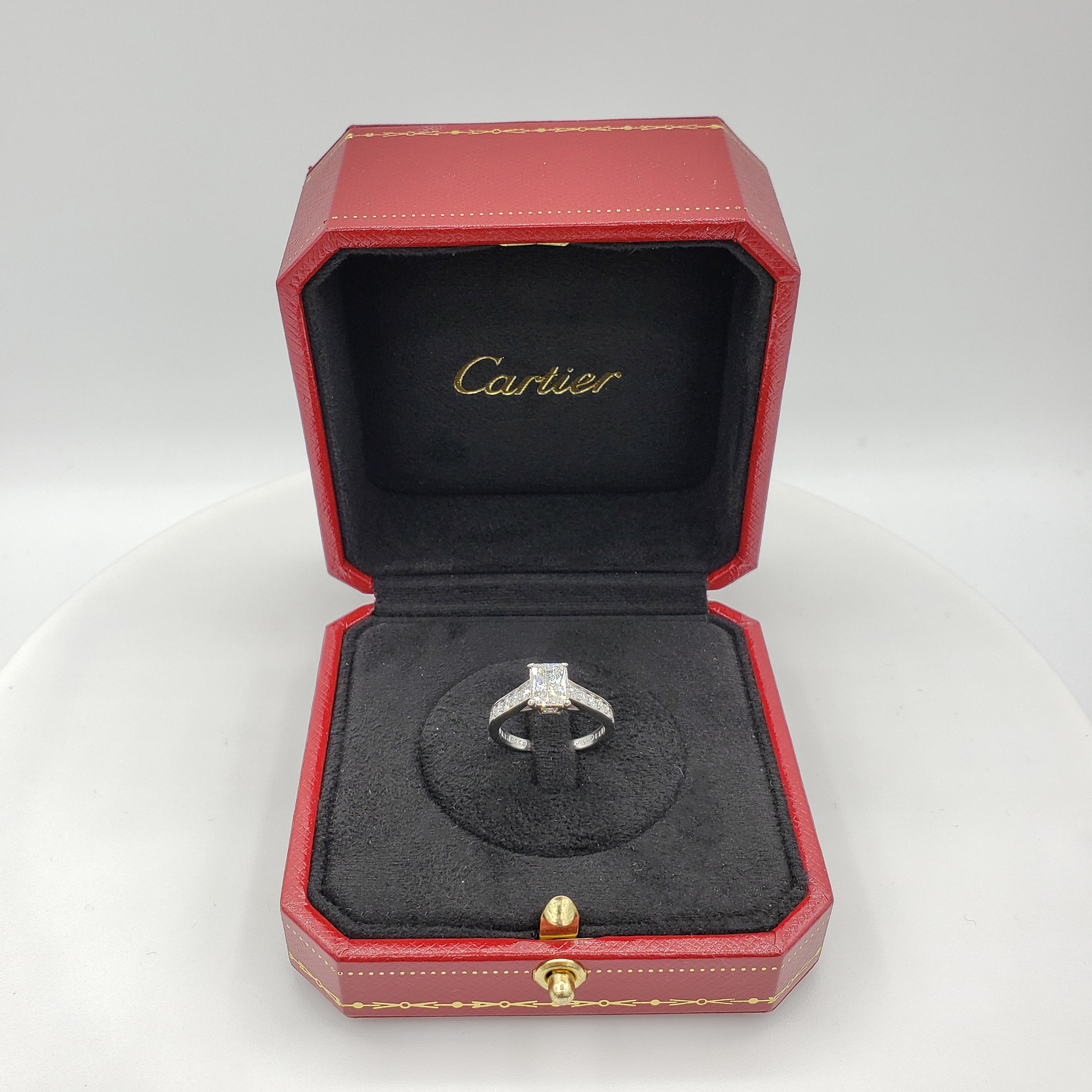 Women's Cartier 1895 1.03 Carats Radiant Cut Diamond Solitaire Engagement Ring For Sale