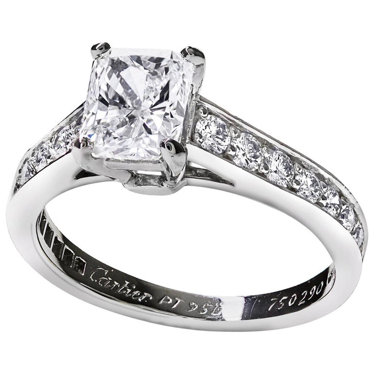 Cartier 1895 1.03 Carats Radiant Cut Diamond Solitaire Engagement Ring Sale at 1stDibs