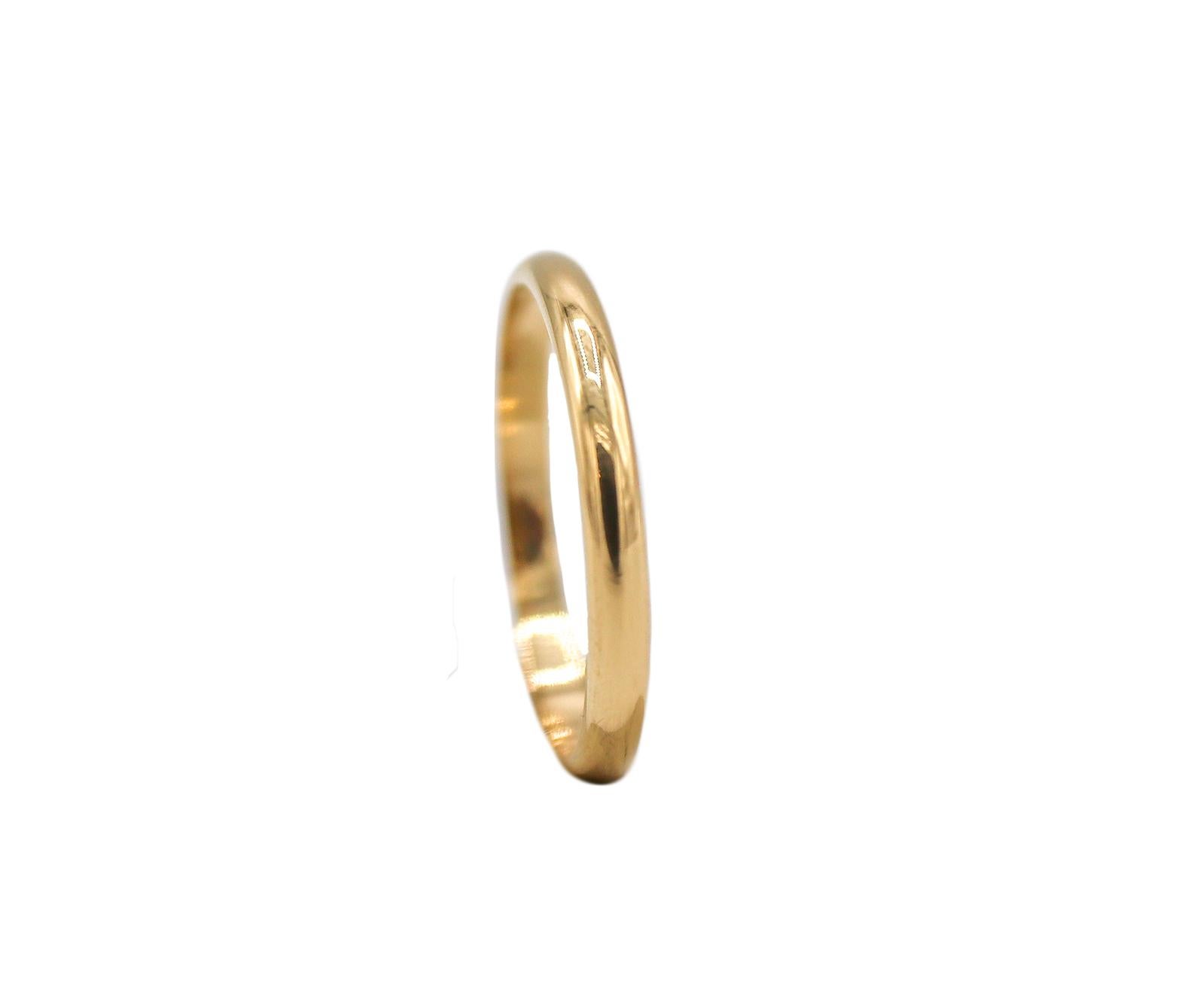 Cartier 1895 18 Karat Yellow Gold Wedding Band Ring 
Metal: 18k yellow gold
Weight: 2.40 grams
Width: 2.5mm
Size: 59 (8.75 US)
Retail: $760 USD
