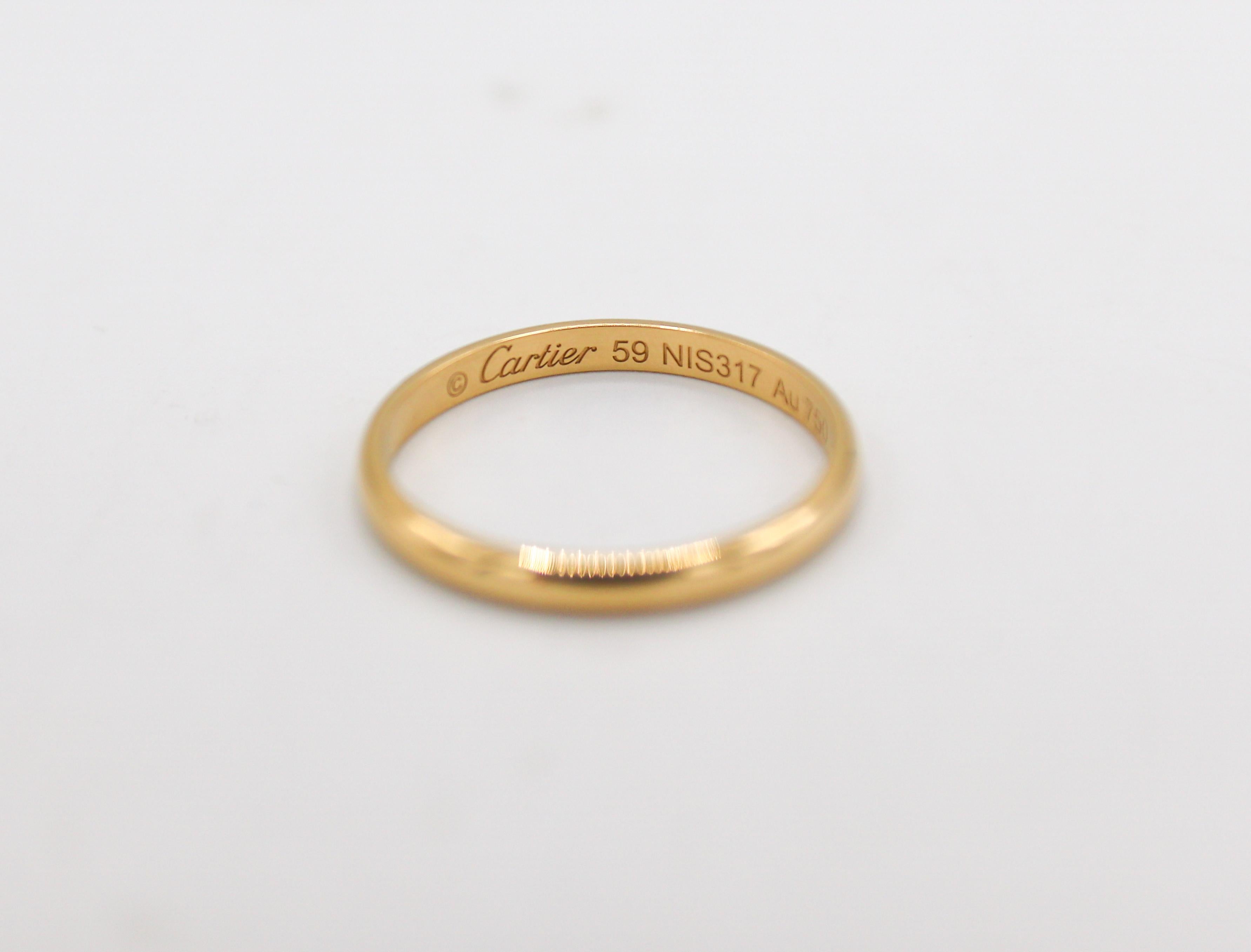 Modern Cartier 1895 18 Karat Yellow Gold Wedding Band Ring